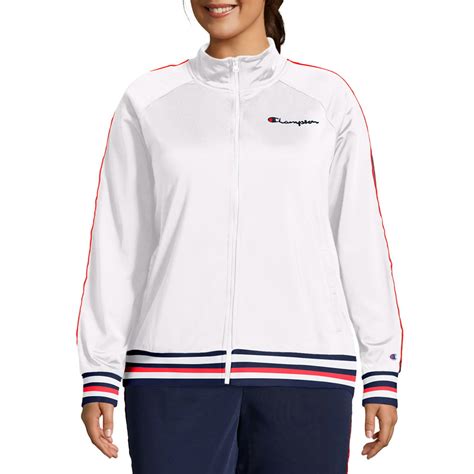 white plus size track jacket